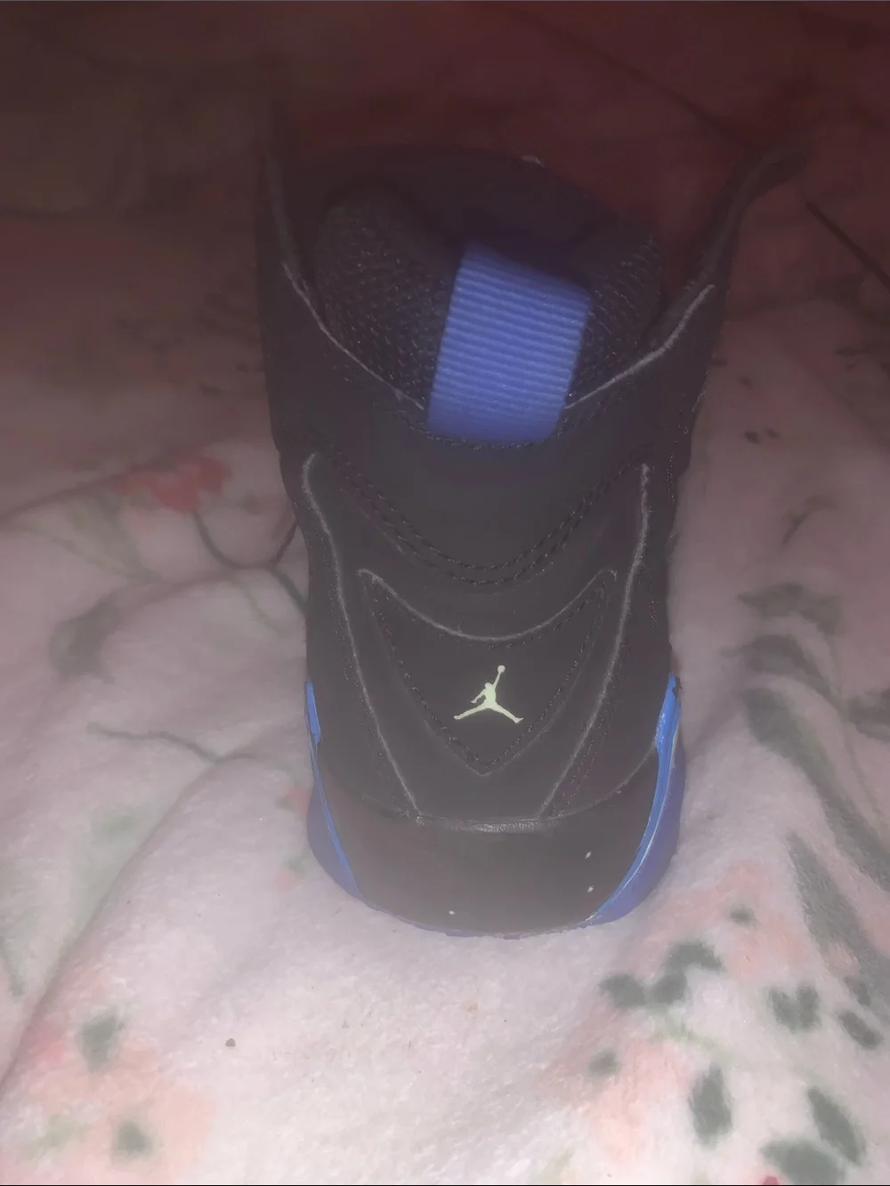 Jordan Black with Royal Blue and Neon Yellow Accents Retro Sneaker